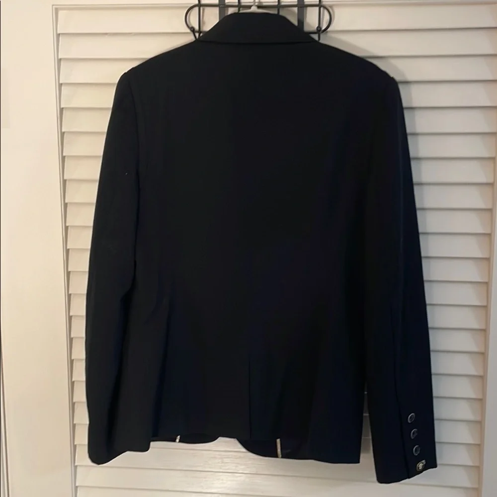 Tory Burch Black Structured Wool Blazer Single Button Notched Lapels - Picture 11 of 13